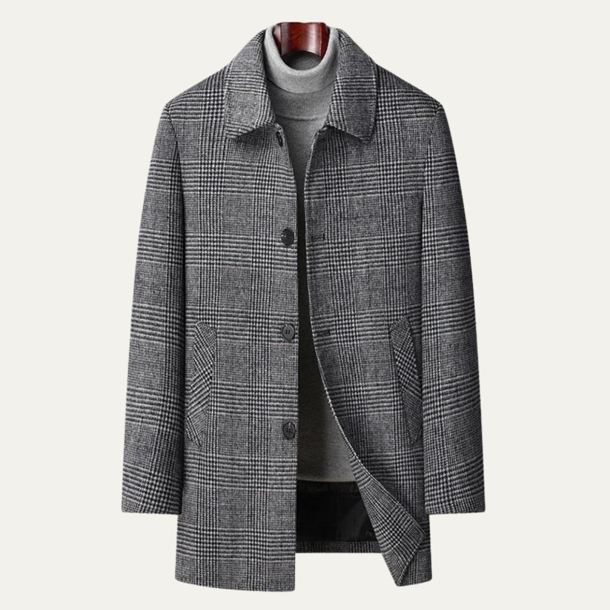 Jasper | Men's Wool Blend Overcoat Charcoal Down Insulated