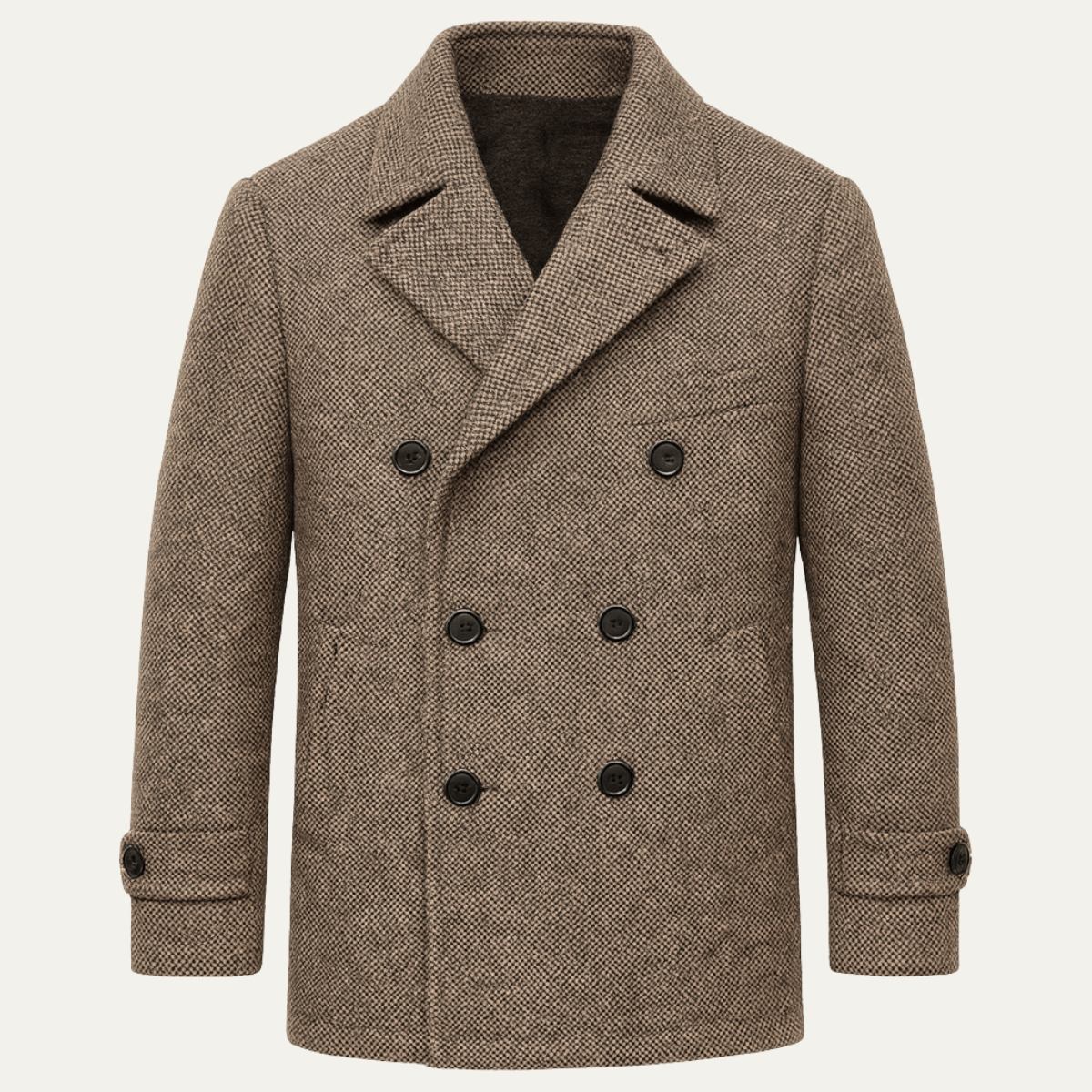 Rhys | Men's Double Breasted Wool Herringbone Blazer Beige