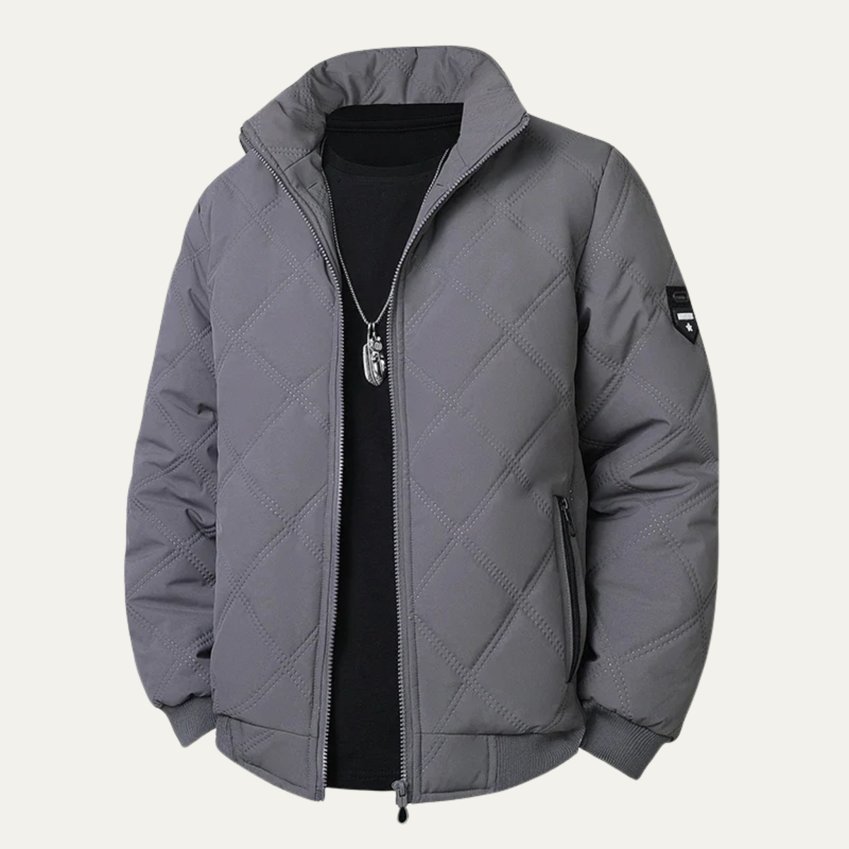 Axel | Men's Quilted Puffer Jacket Black Stand Collar