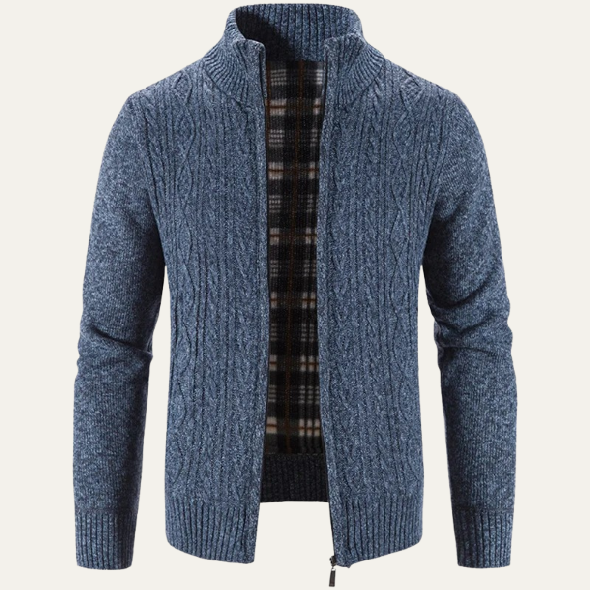 Bram | Men's Cable Knit Cardigan Gray Zip Up