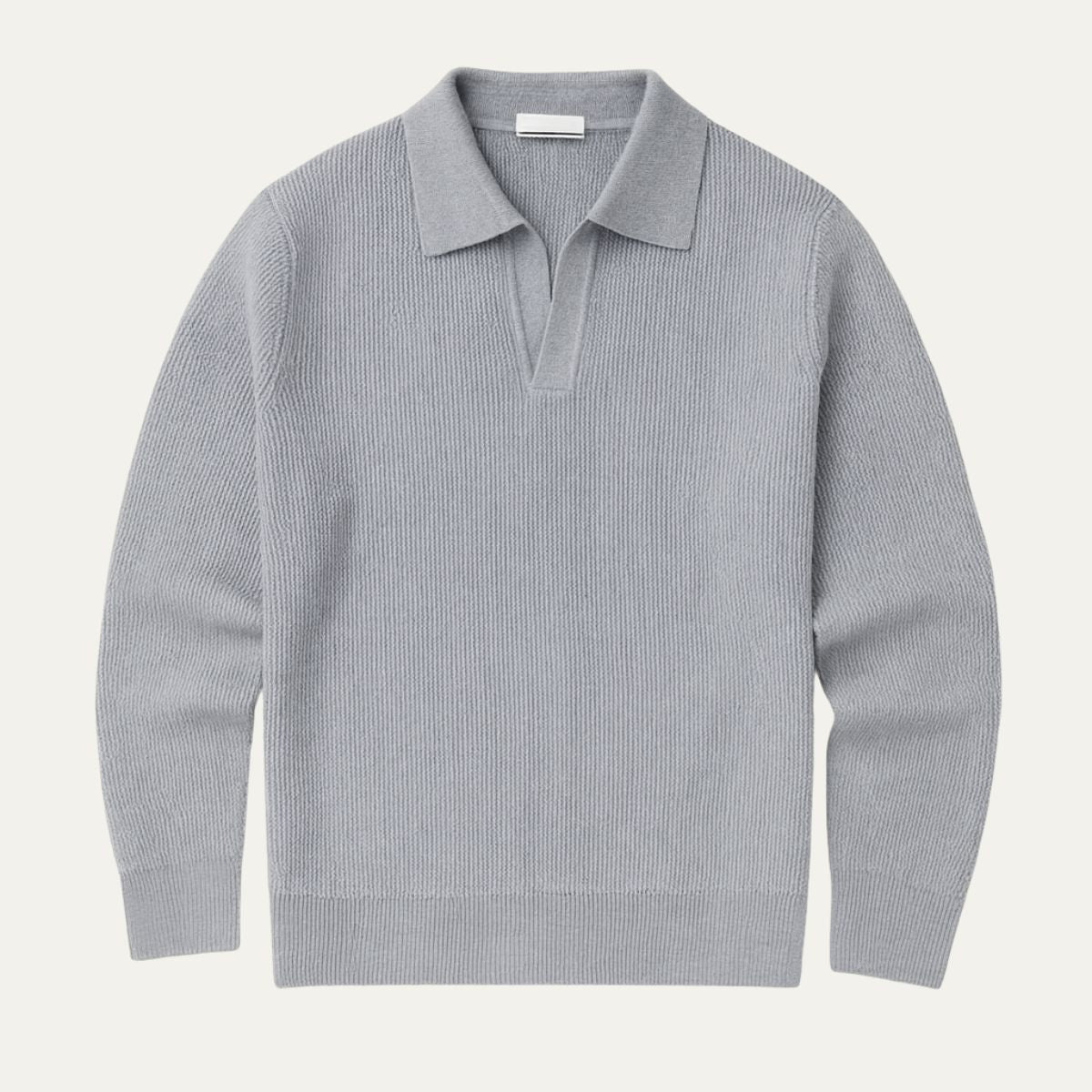 Axel | Men's Ribbed Polo Sweater Gray Long Sleeve