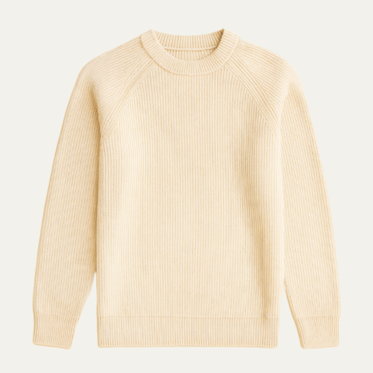 Sage | Men's Crew Neck Sweater Cream Ribbed Knit