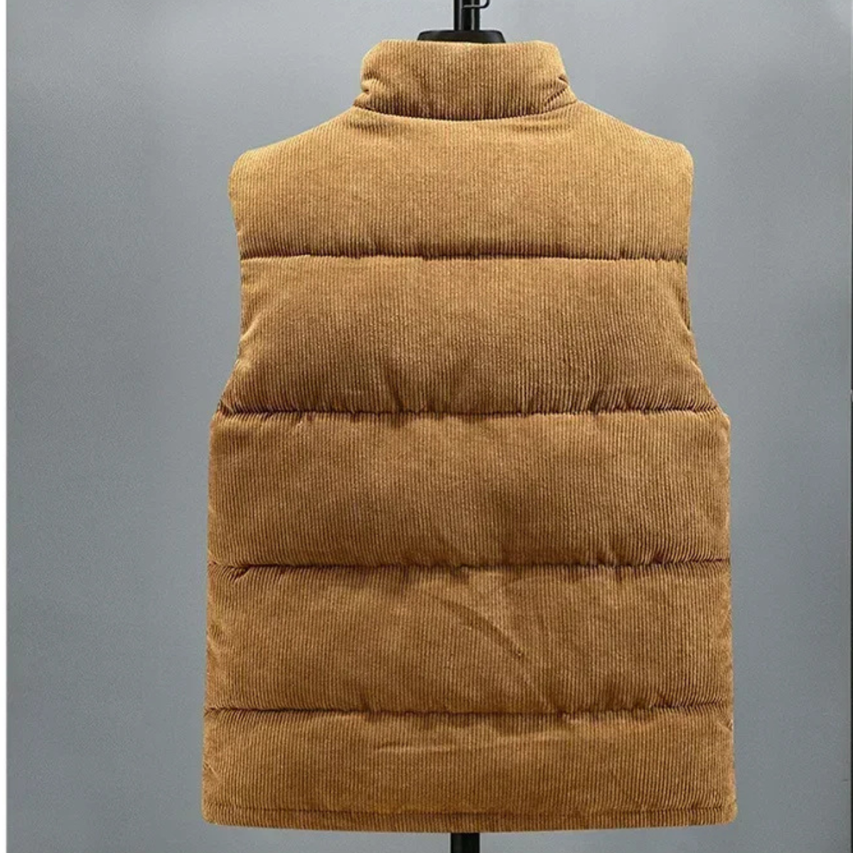 Ash | Men's Corduroy Puffer Vest Tan Cargo Pockets