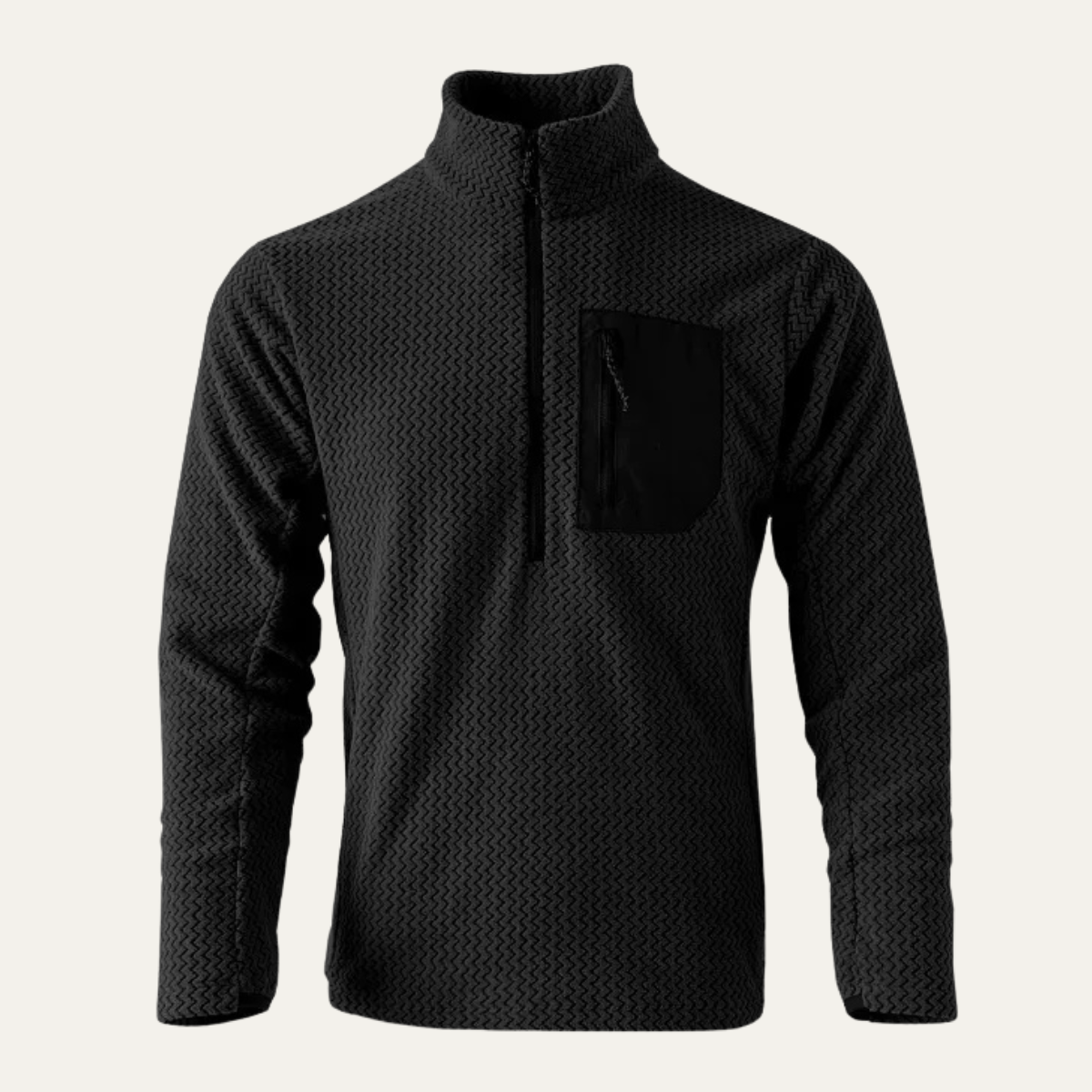 Noel | Men's Quarter Zip Sweater Tan Knit Chest Pocket