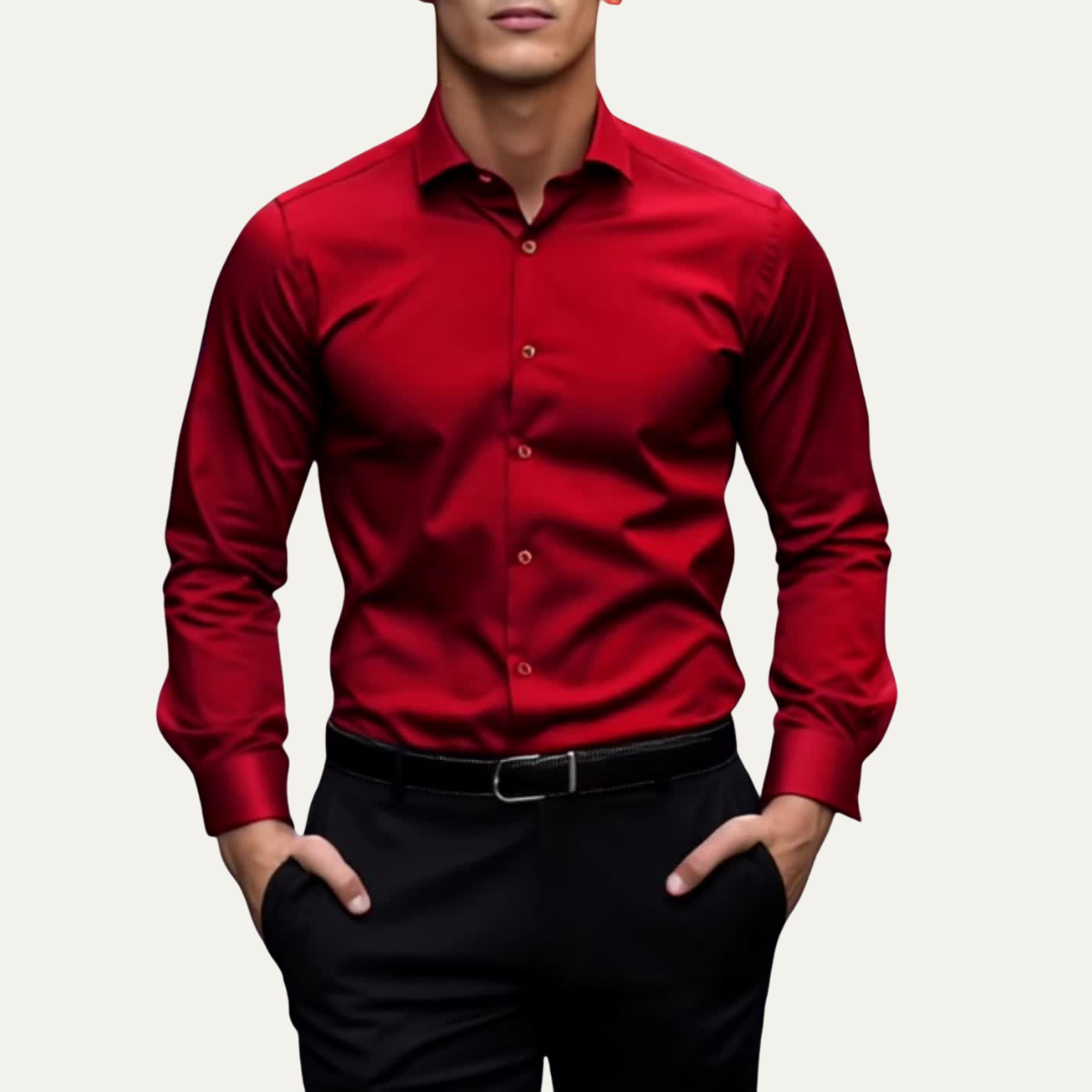 Axel | Men's Dress Shirt Red Slim Fit Long Sleeve
