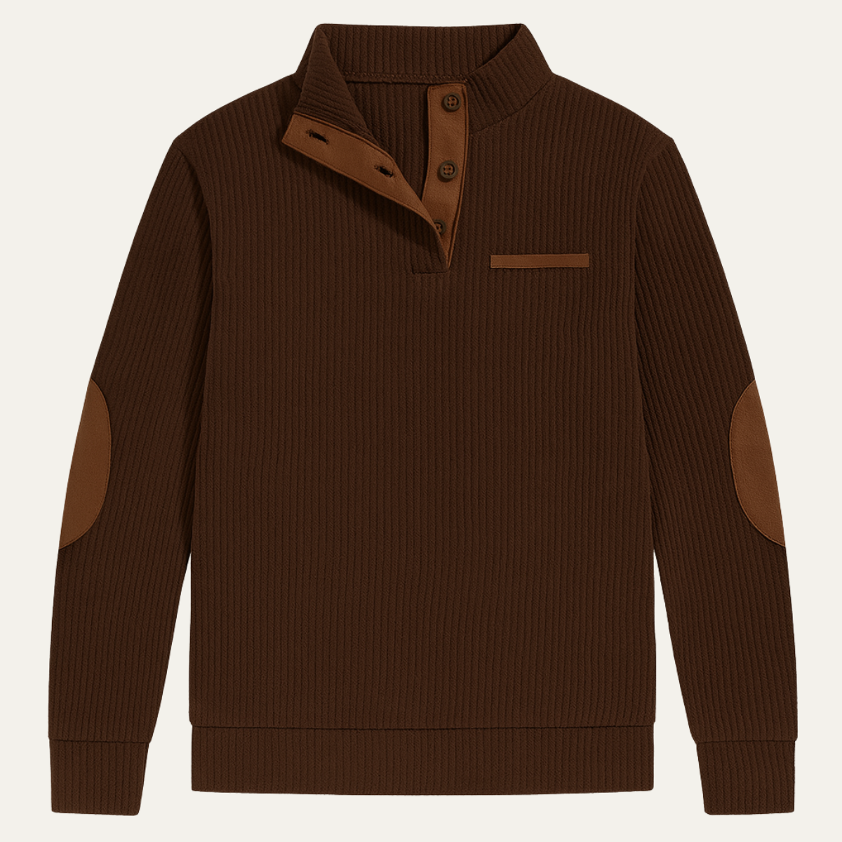 Casper | Men's Vintage Ribbed Knit Polo Brown Tan Trim