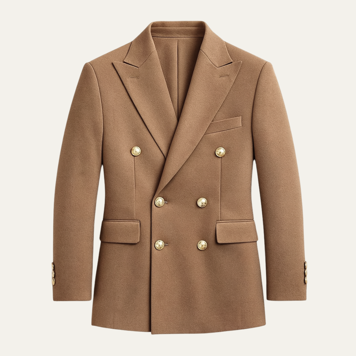Axel | Men's Double Breasted Blazer Camel Gold Buttons