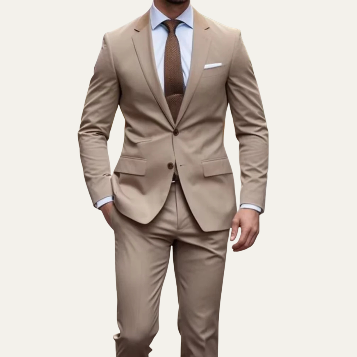 Callum | Men's Slim Fit Suit Beige Two Piece Formal