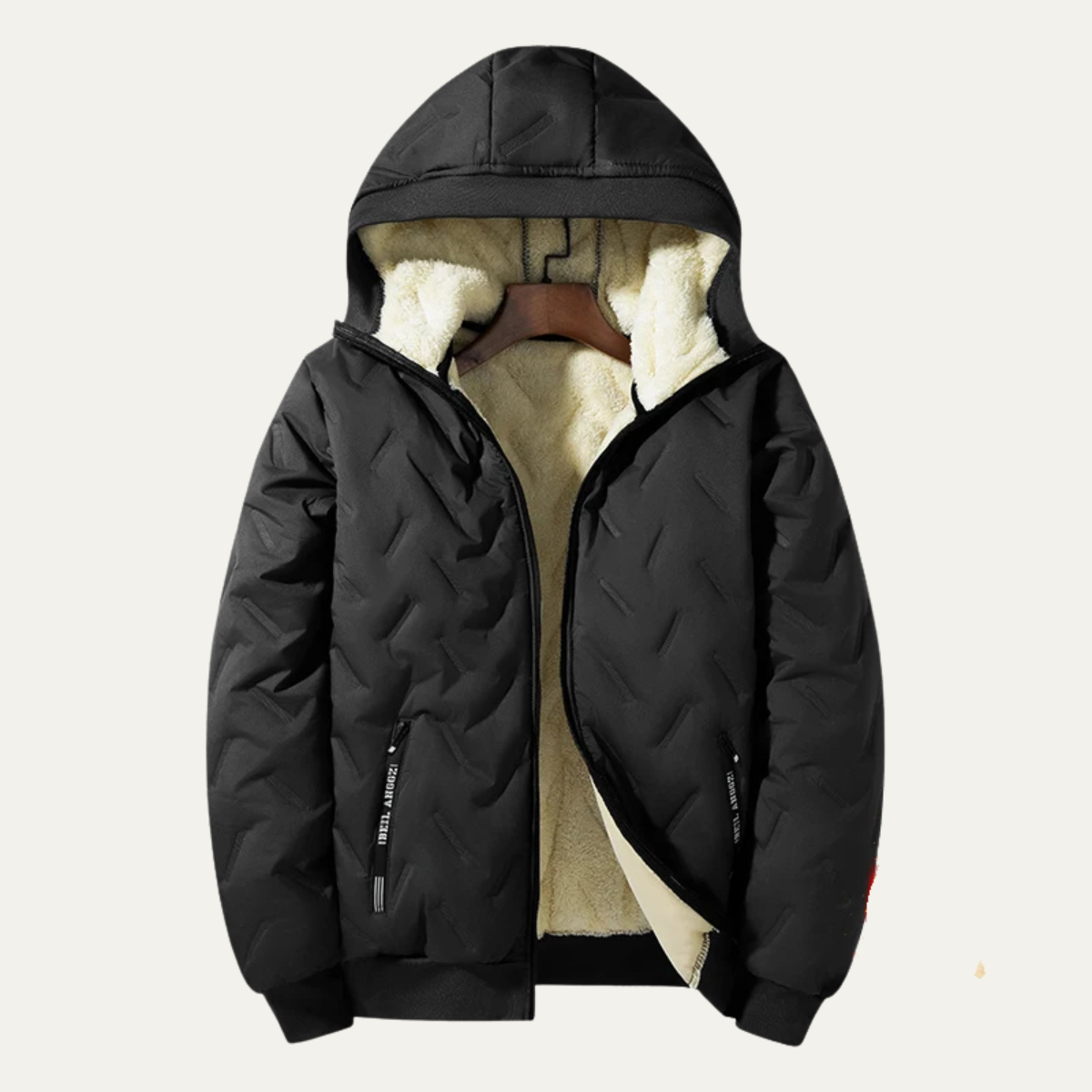 Axel | Men's Thermal Fleece Sherpa Hooded Puffer Jacket Black