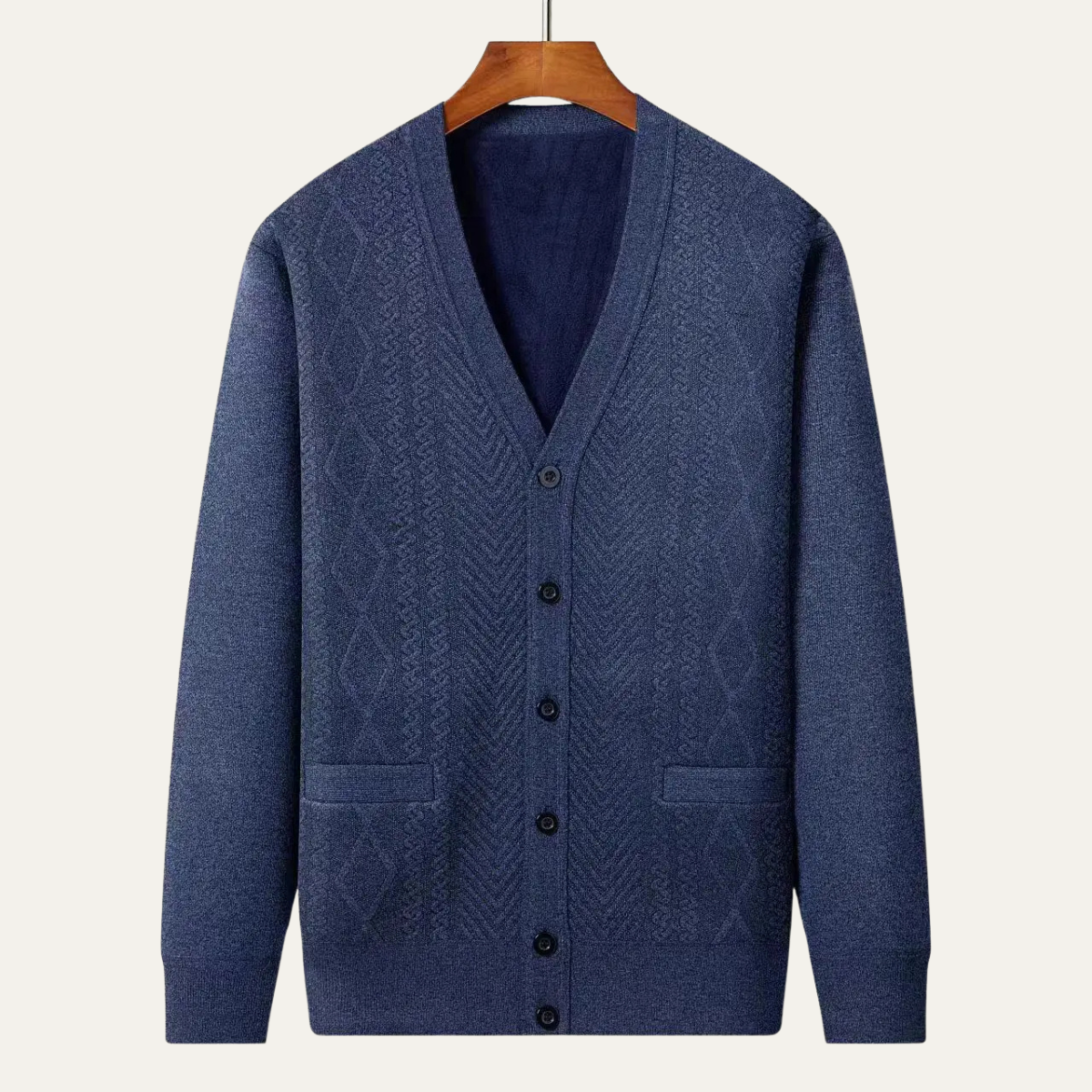 Wyatt | Men's Cable Knit Cardigan Cream Button Up