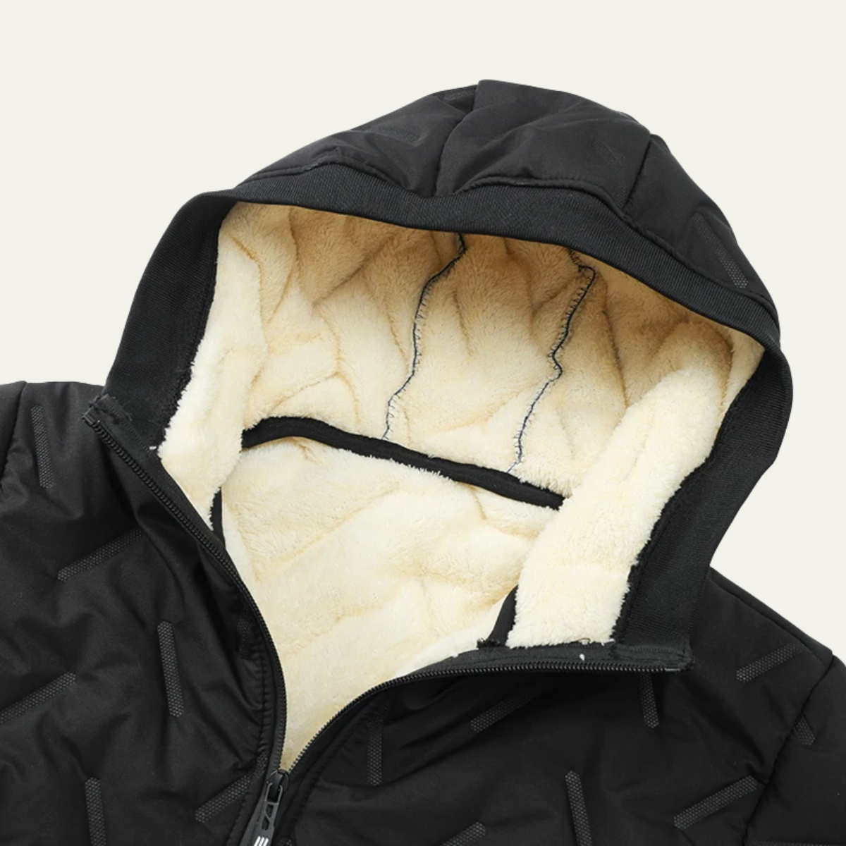 Axel | Men's Thermal Fleece Sherpa Hooded Puffer Jacket Black