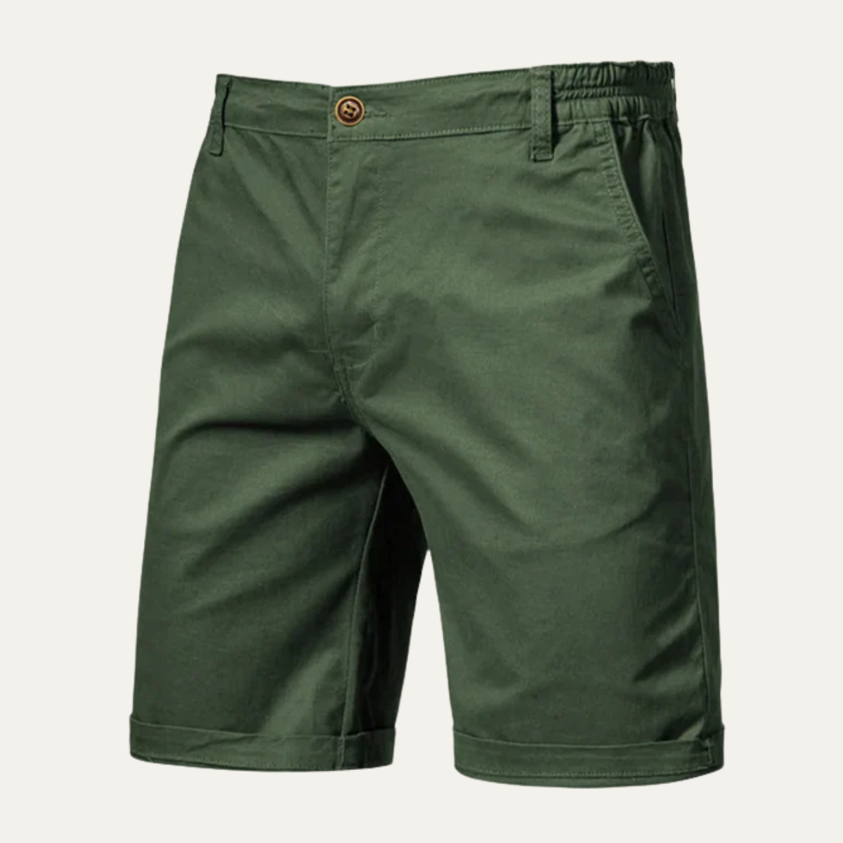 Callum | Men's Chino Shorts Cream Flat Front