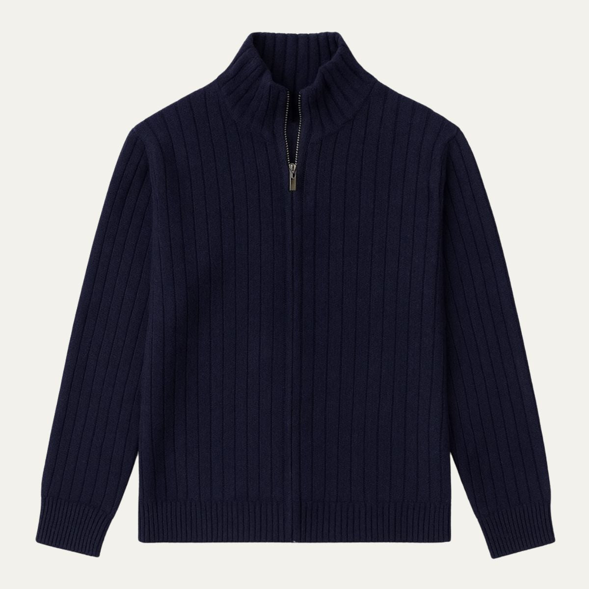 Beau | Men's Zip Up Ribbed Cardigan Royal Blue