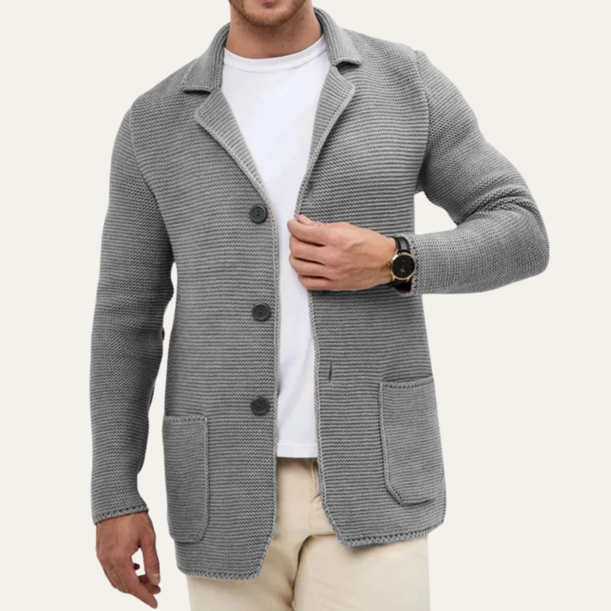 Eli | Men's Casual Knit Button Up Blazer Gray