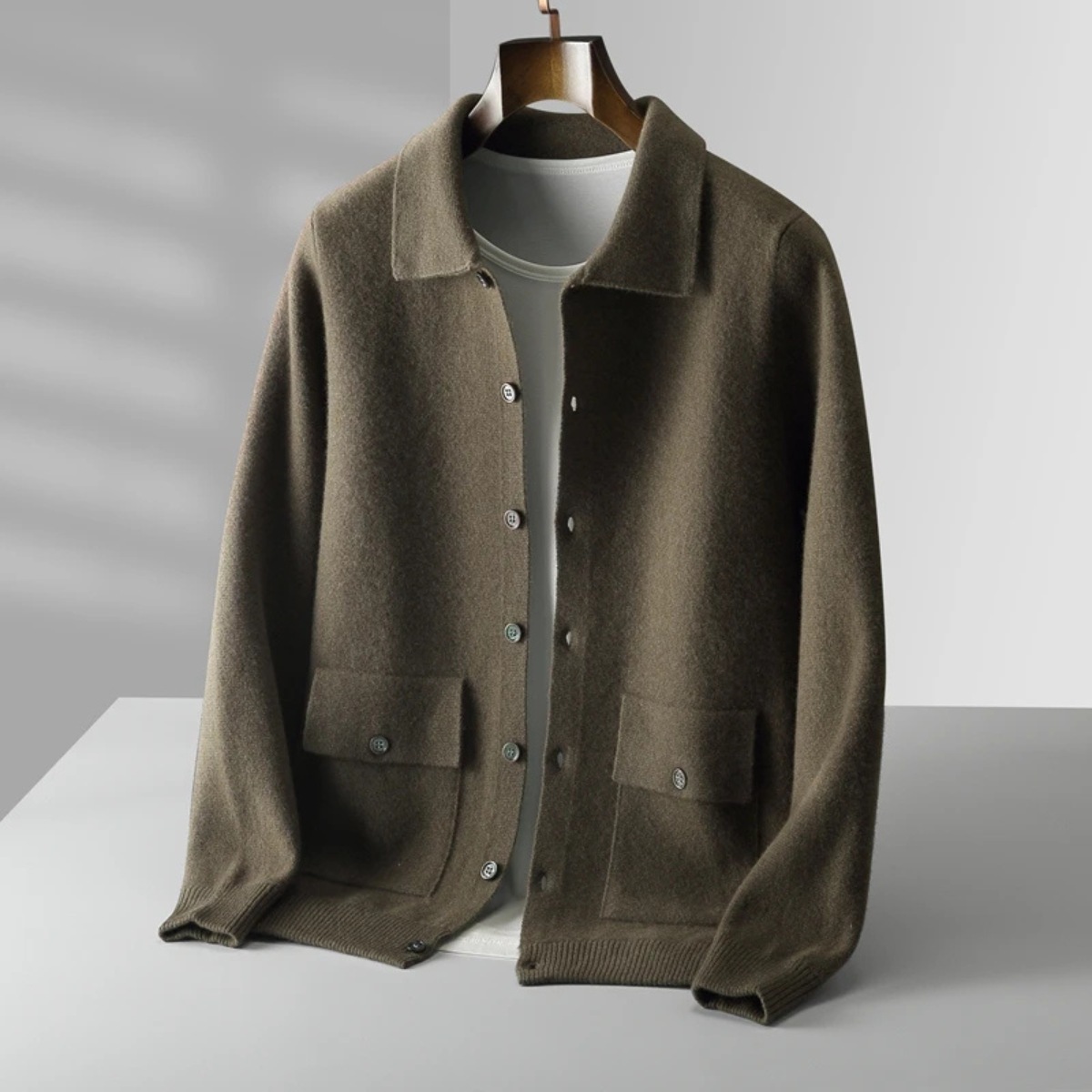 Ivo | Men's Casual Button Cardigan Cream Wool Knit