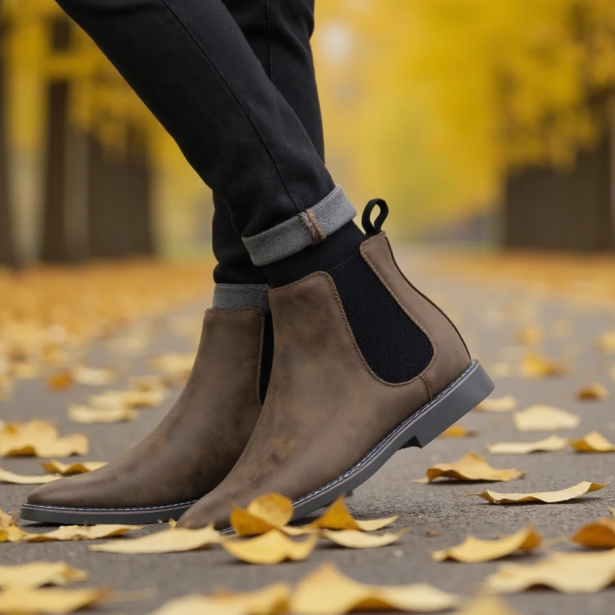 Leo | Men's Chelsea Ankle Boots Brown Suede Slip On