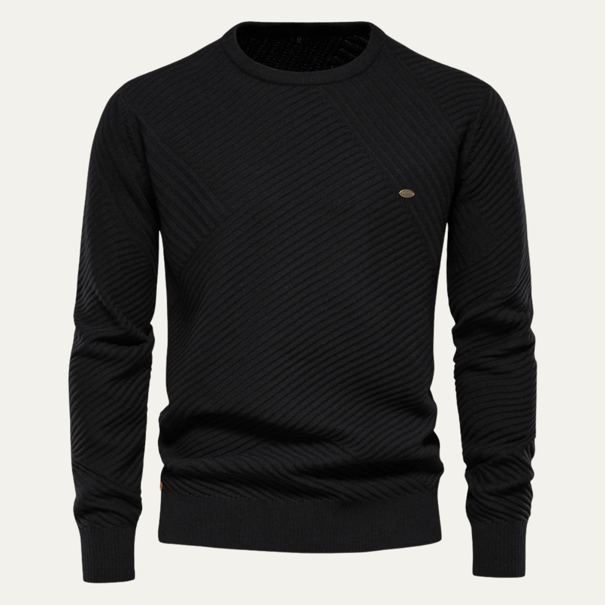 Axel | Men's Crew Neck Sweater Black Textured Knit