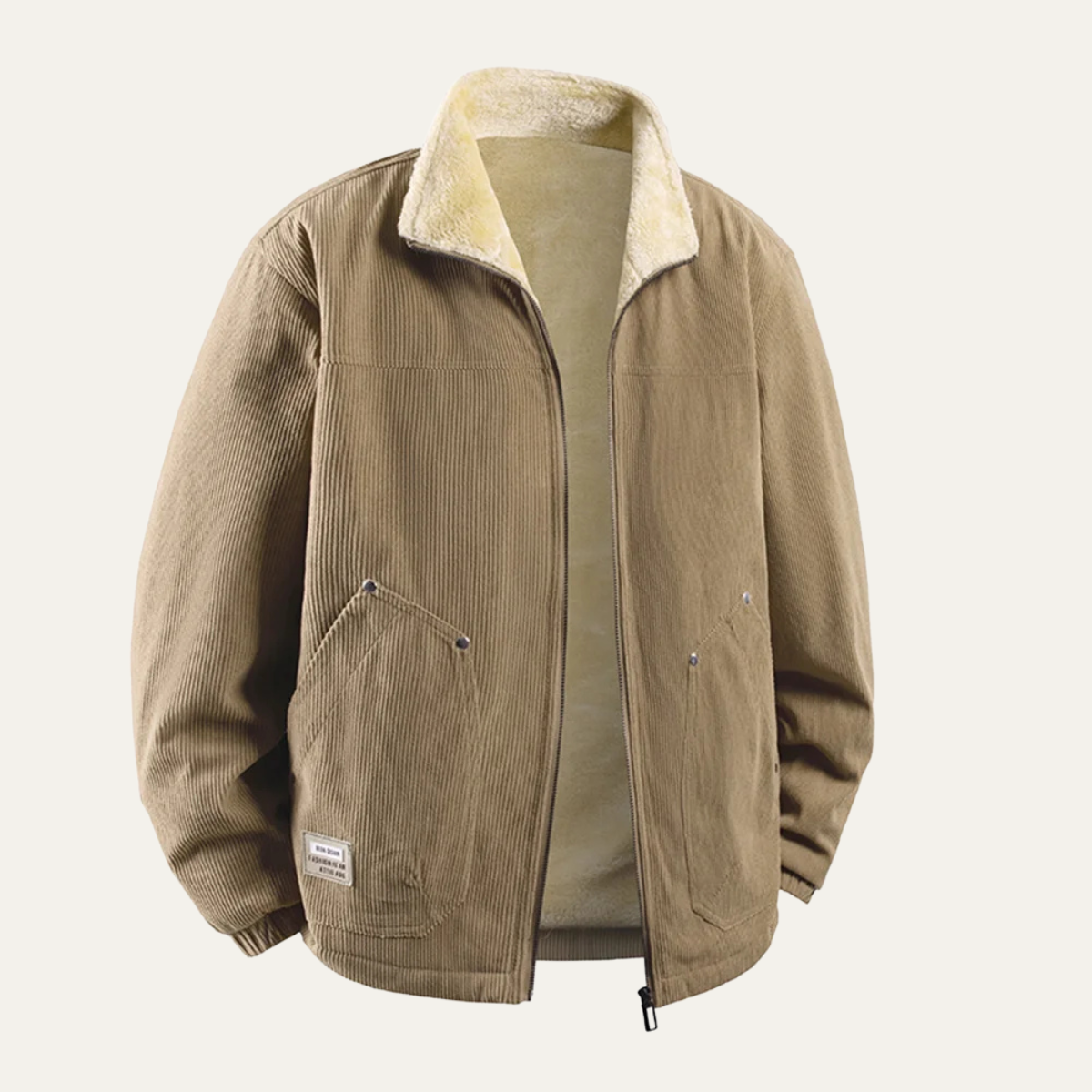 Jasper | Men's Corduroy Fleece Jacket Olive Sherpa Lined
