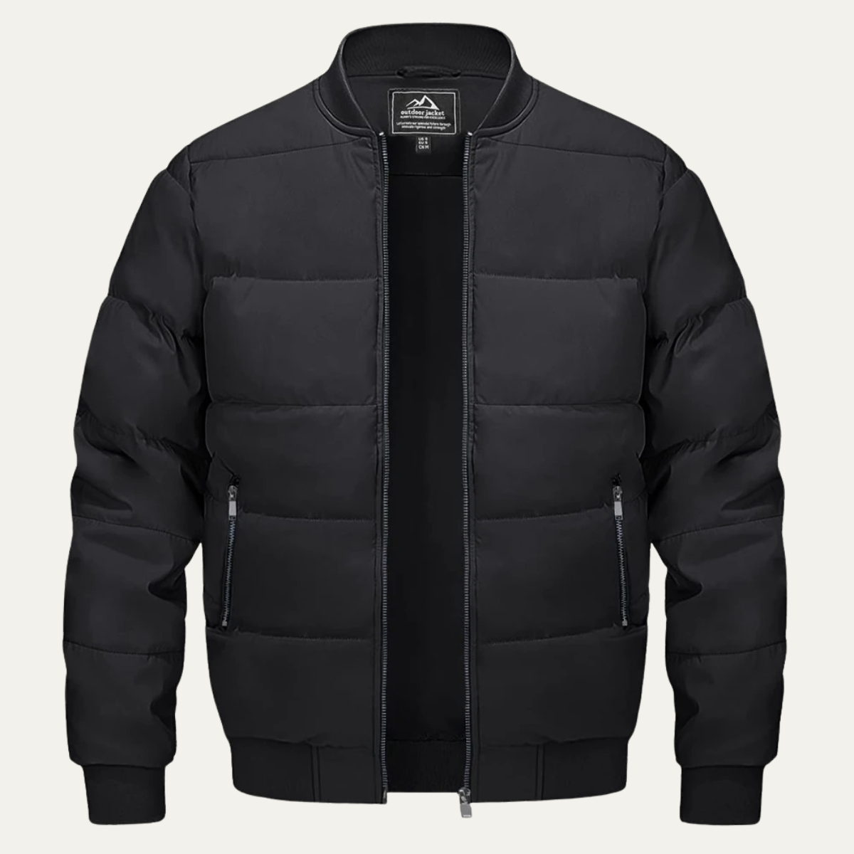 Ezra | Men's Puffer Jacket Black Quilted Zip Up