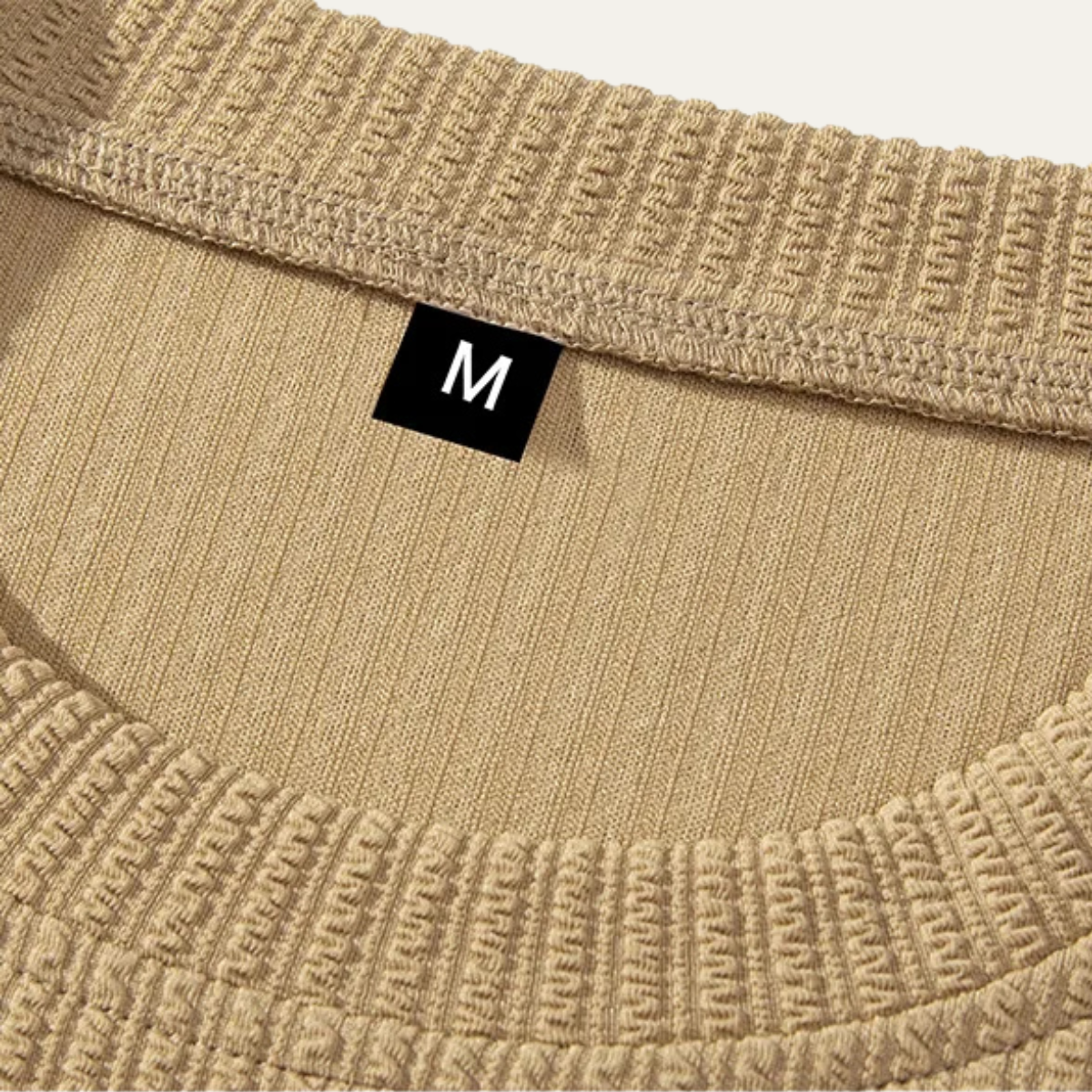 Kade | Men's Sweatsuit Cream Ribbed Knit Short Sleeve