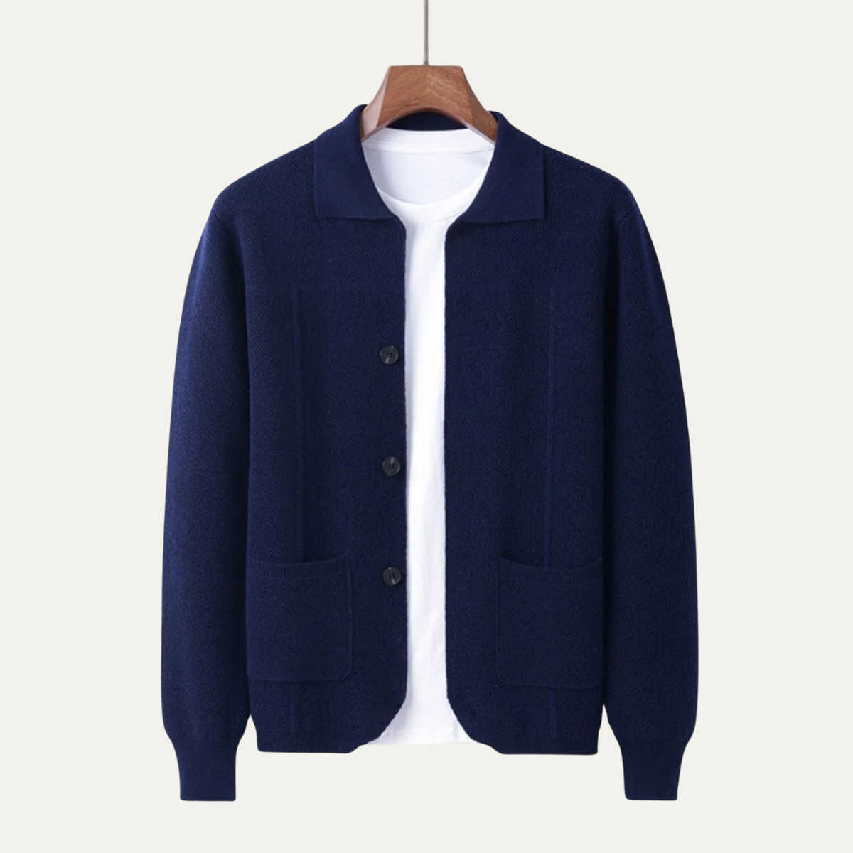 Bram | Men's Smart Casual Knit Cardigan Gray Button Front Pockets