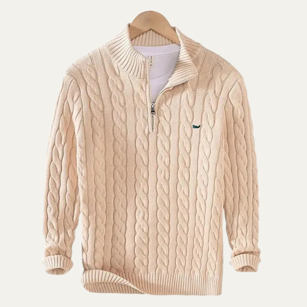 Flint | Men's Cable Knit Quarter Zip Sweater Gray