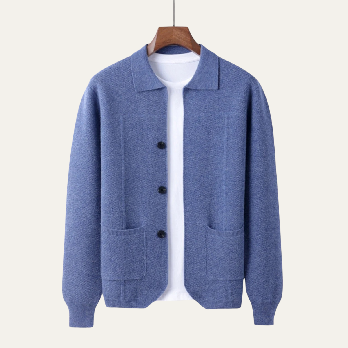 Bram | Men's Smart Casual Knit Cardigan Gray Button Front Pockets