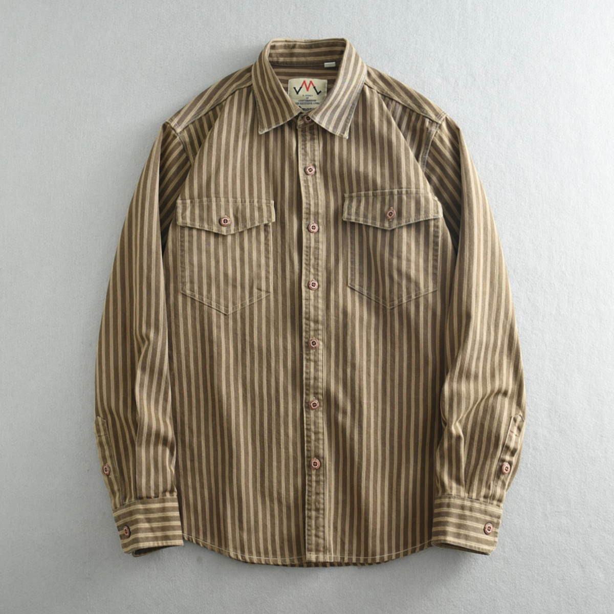 Ivo | Men's Striped Button Up Shirt Navy Cream