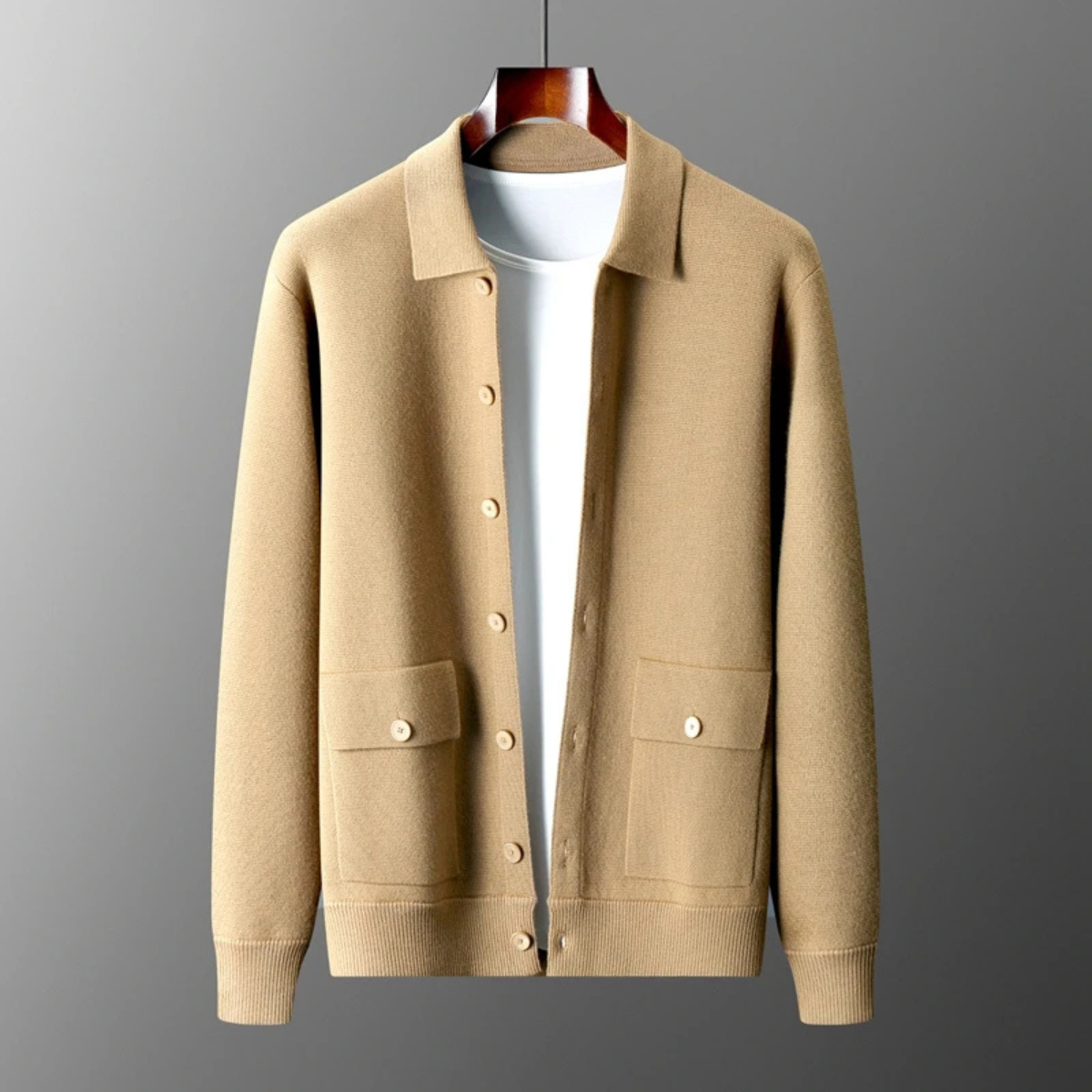 Ivo | Men's Casual Button Cardigan Cream Wool Knit