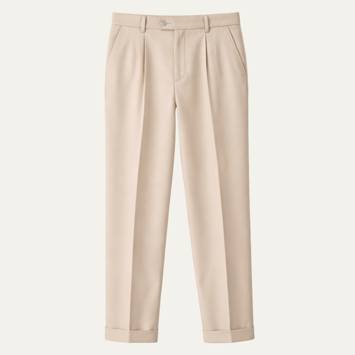Beau | Men's Pleated Dress Pants Cream High Waist