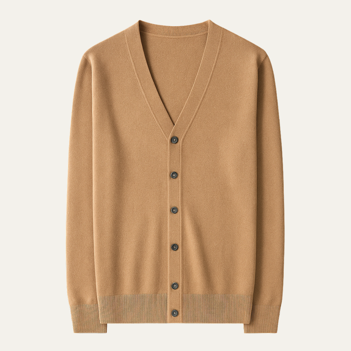 Bram | Men's Crew Neck Cardigan Sweater Camel