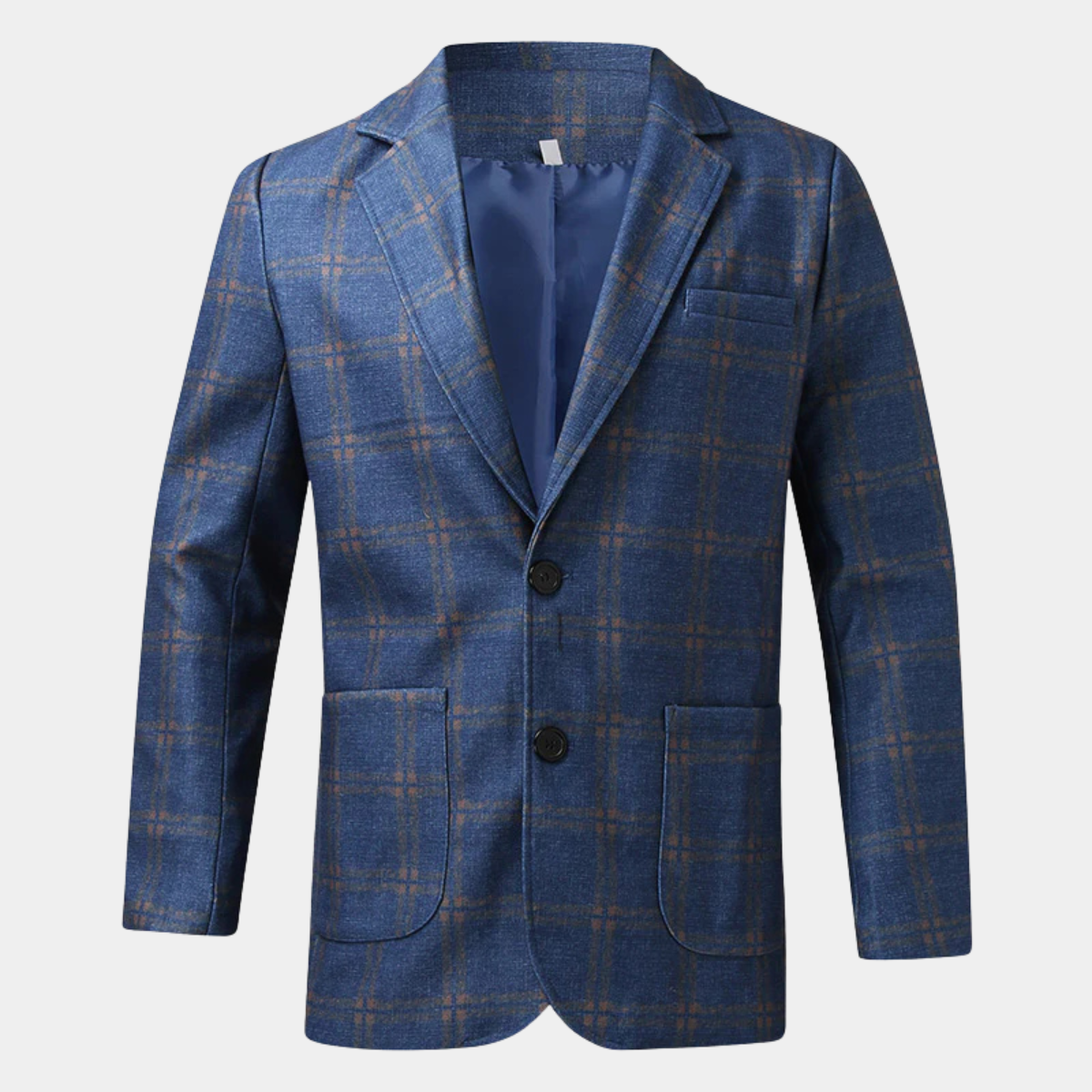 Ashton | Men's Check Blazer Navy Blue Tailored Fit