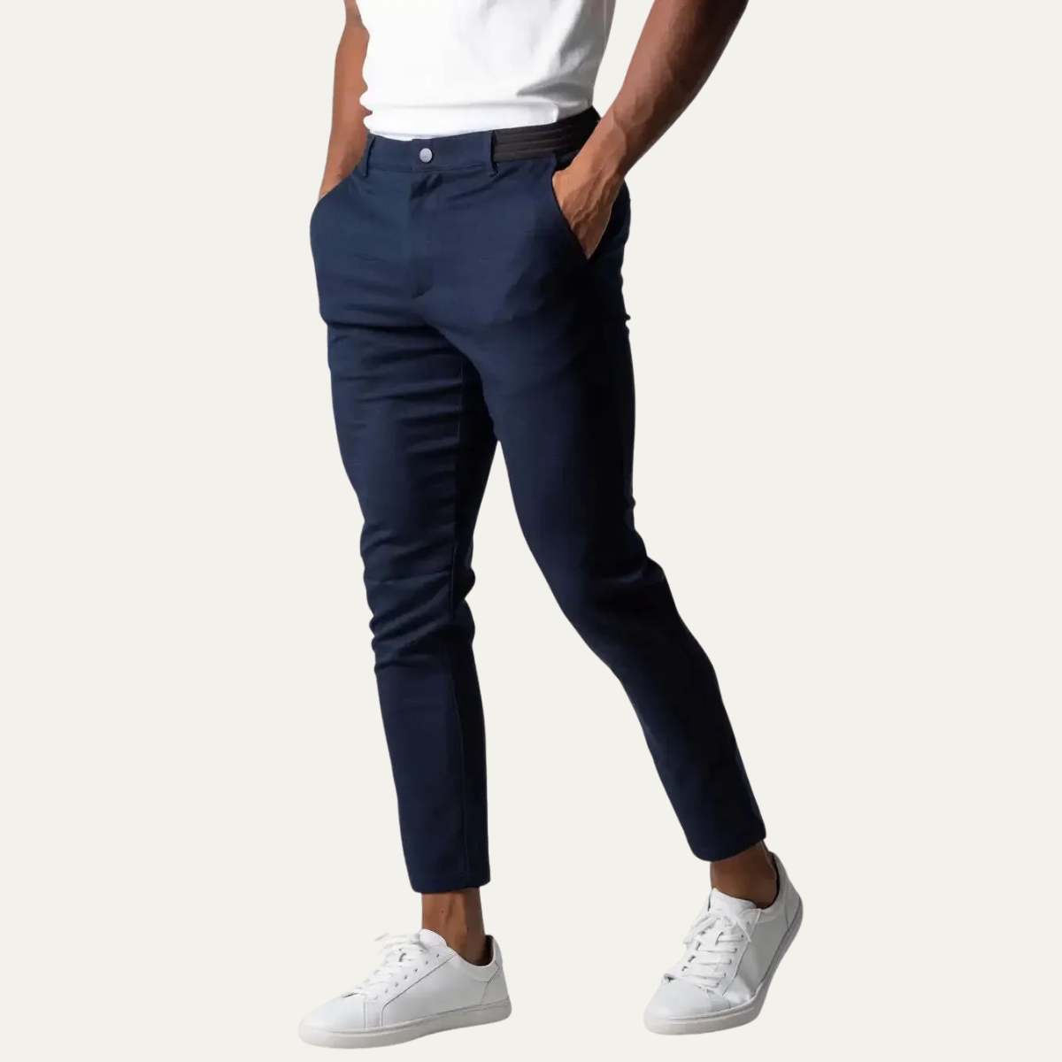 Beau | Men's Slim Fit Chinos Cream Stretch Tailored