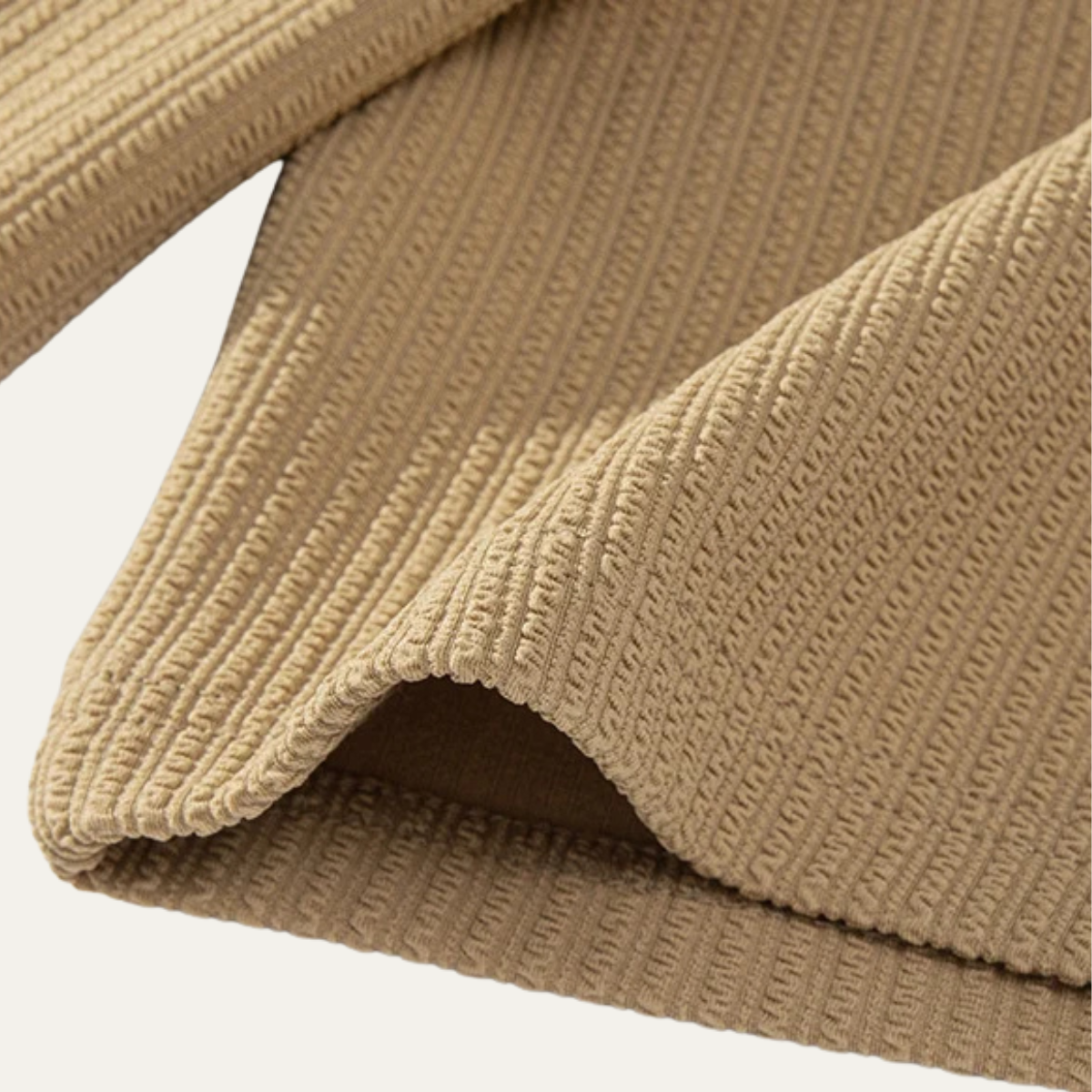 Kade | Men's Sweatsuit Cream Ribbed Knit Short Sleeve