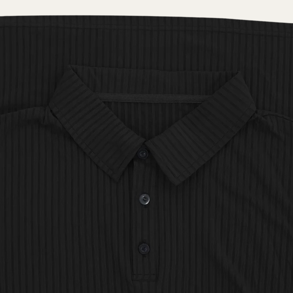 Soren | Men's Ribbed Polo Shirt Black Long Sleeve