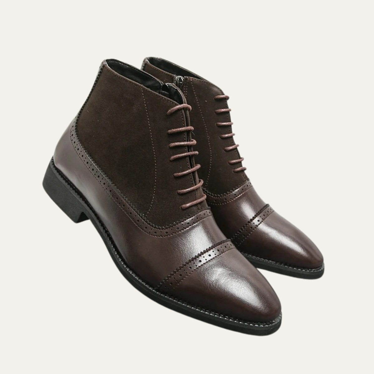 Sage | Men's Leather Lace Up Boot Brown Wingtip Ankle