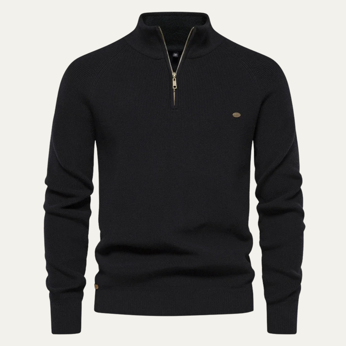 Blake | Men's Quarter Zip Sweater Black Ribbed Knit
