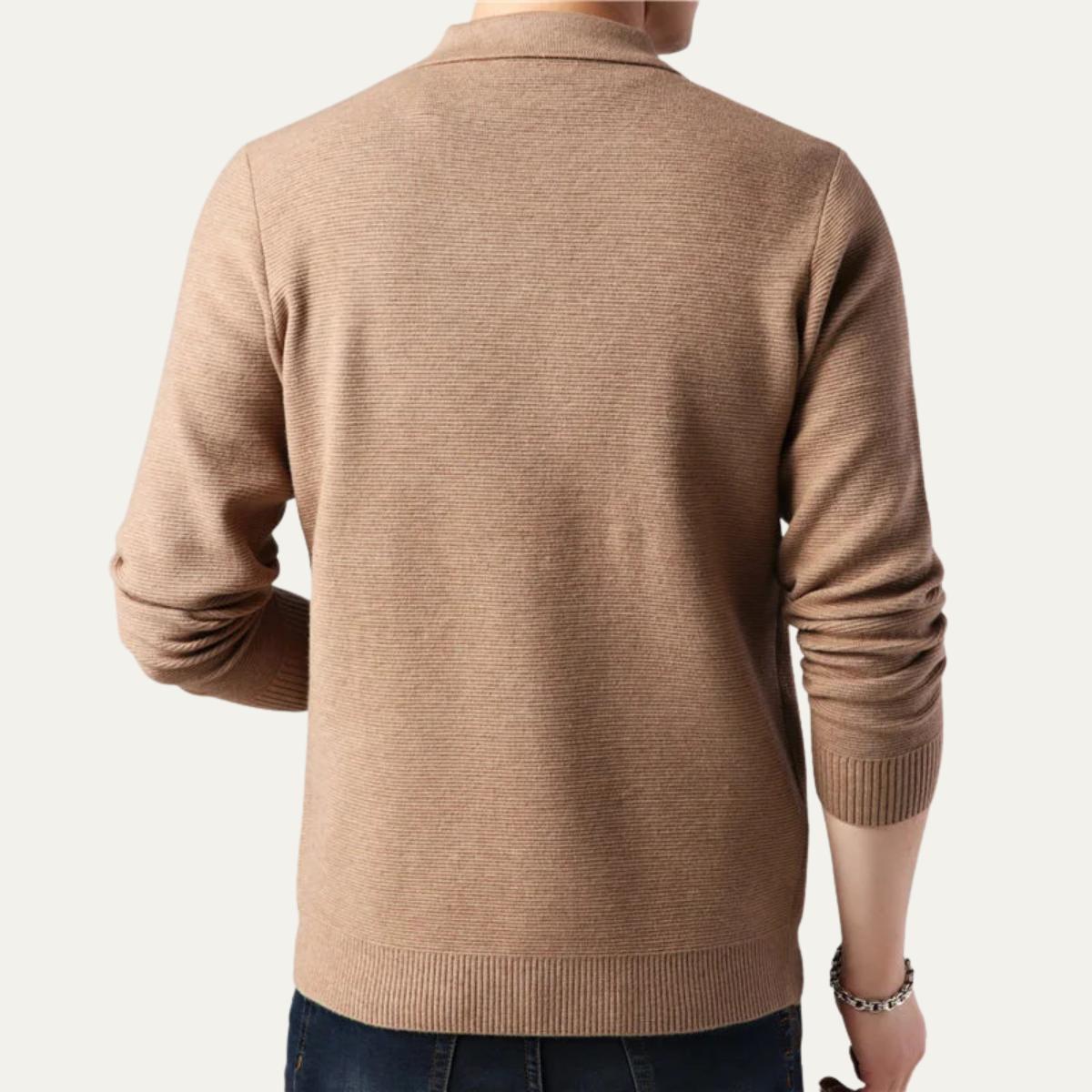 Callum | Men's Knit Cardigan Sweater Beige Button Front