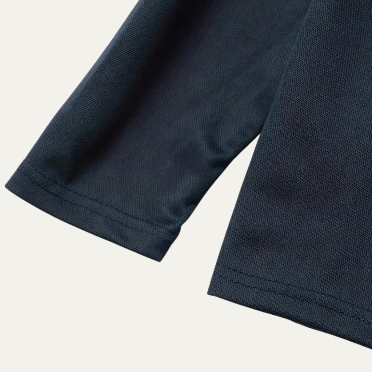 Bram | Men's Fitted Polo Shirt Cream Black Collar Long Sleeve