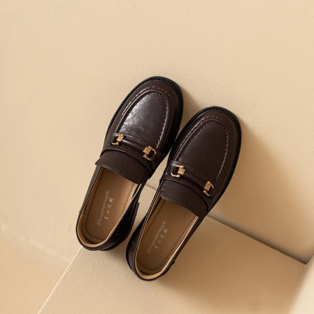 Axel | Men's Classic Slip On Leather Loafers Black Metal Buckle