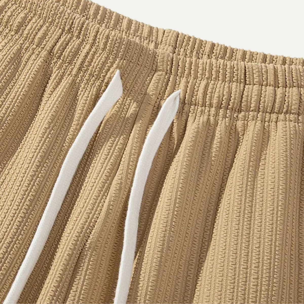 Kade | Men's Sweatsuit Cream Ribbed Knit Short Sleeve
