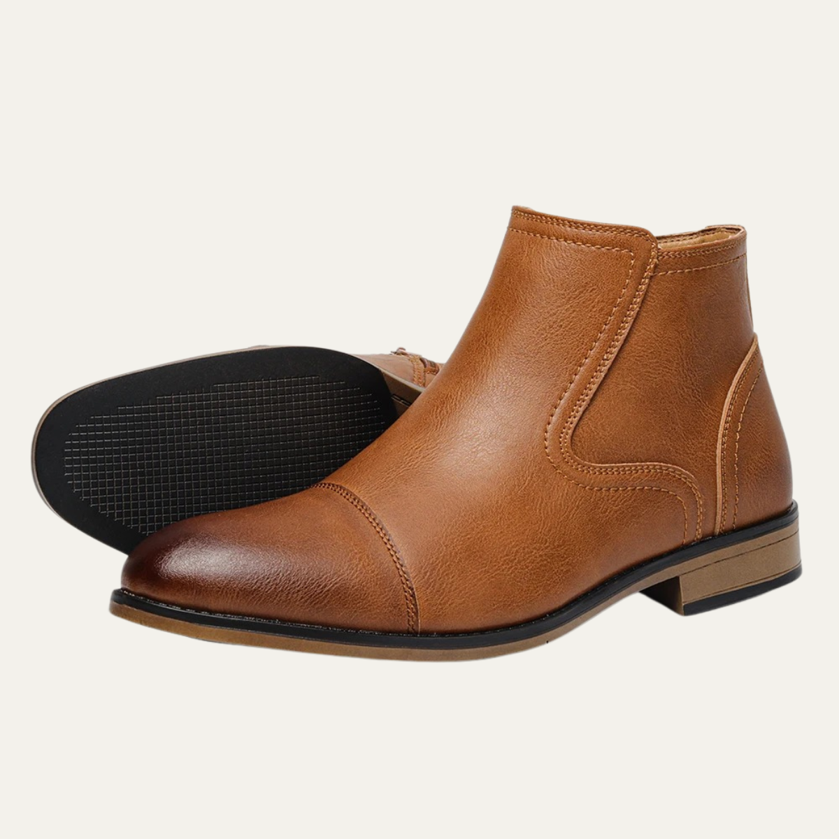 Jude | Men's Leather Ankle Boots Gray Lace Up