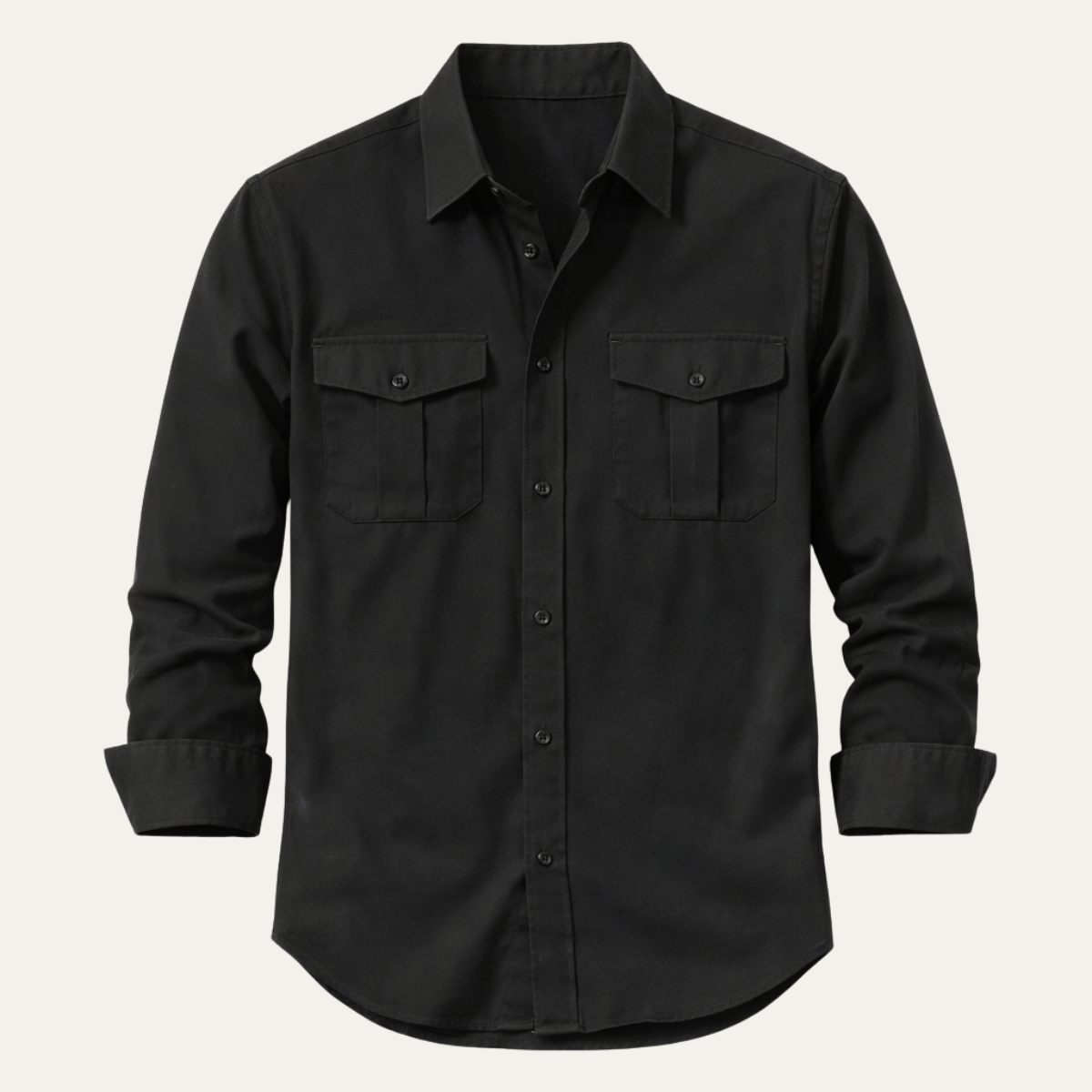 Jax | Men's Button Up Shirt Black Long Sleeve Casual