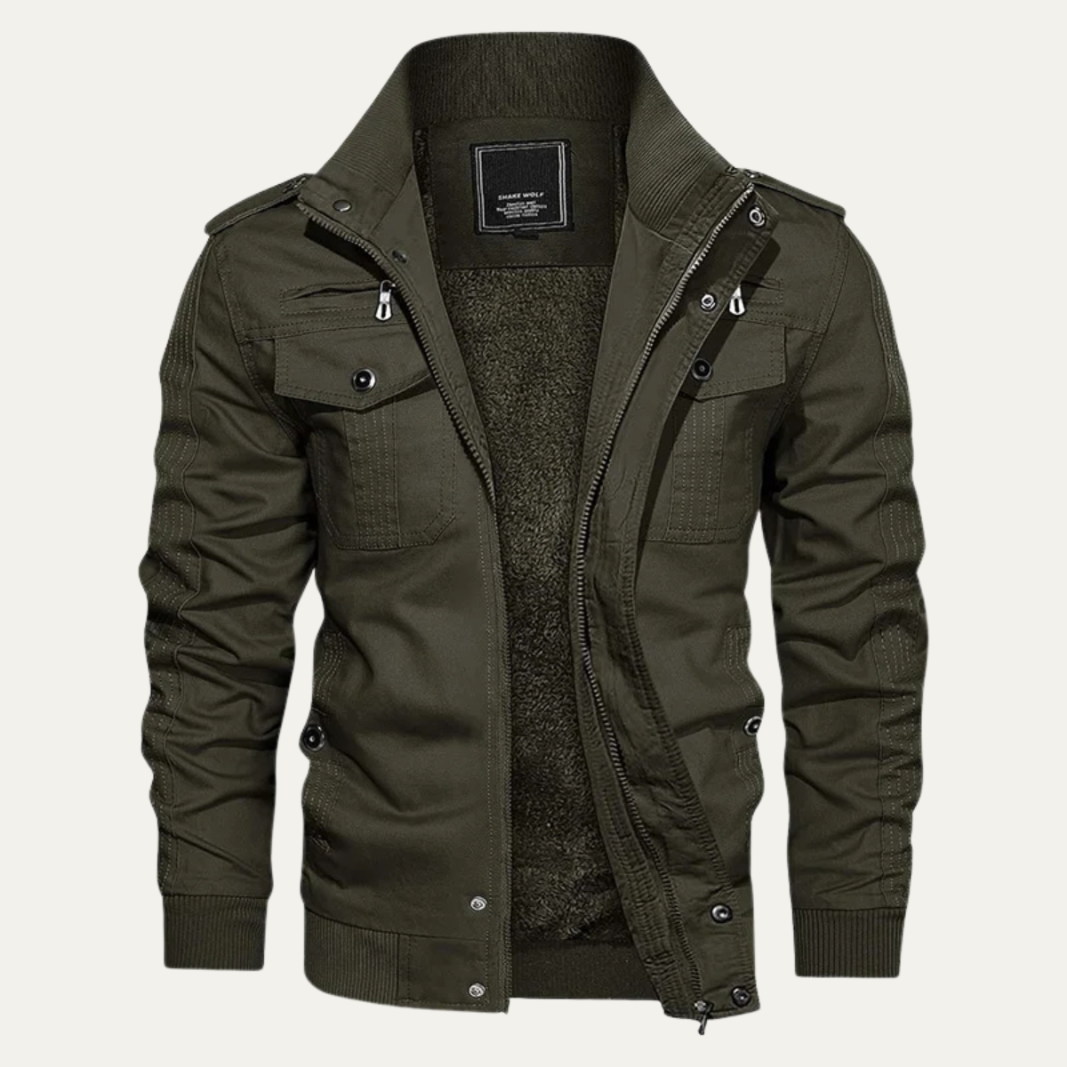 Blake | Men's Utility Jacket Olive Green Fleece Lined