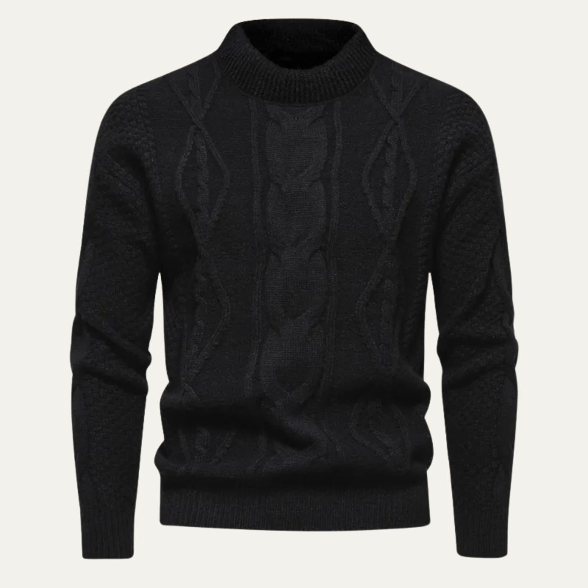 Jasper | Men's Cable Knit Sweater Cream Crew Neck