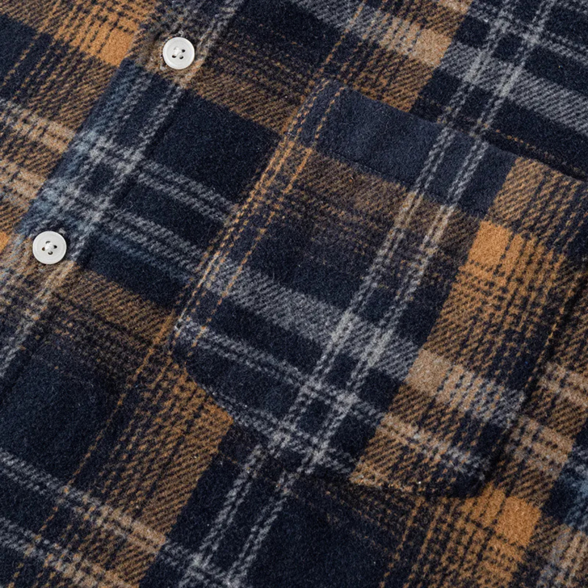 Ash | Men's Casual Plaid Flannel Shirt Navy Brown