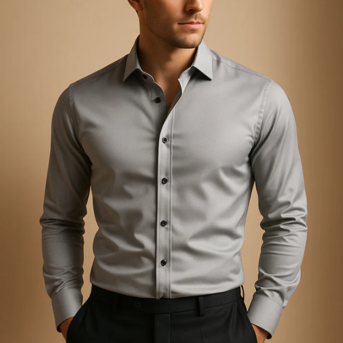Finn | Men's Dress Shirt Teal Long Sleeve Fitted