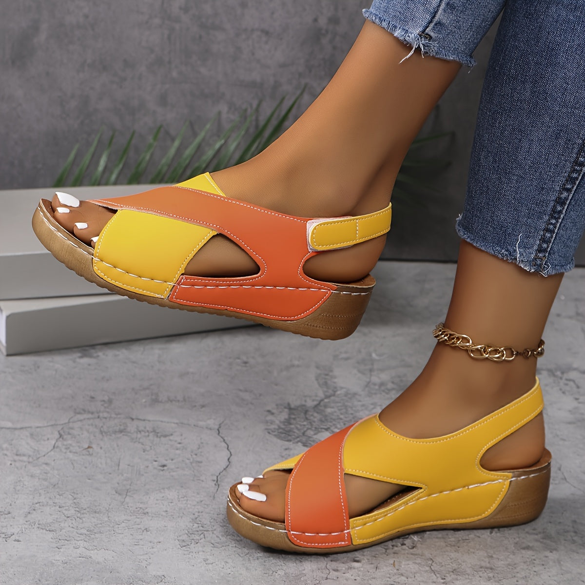 Ada | Women's Orthopedic Wedge Sandal Navy White Comfort Support