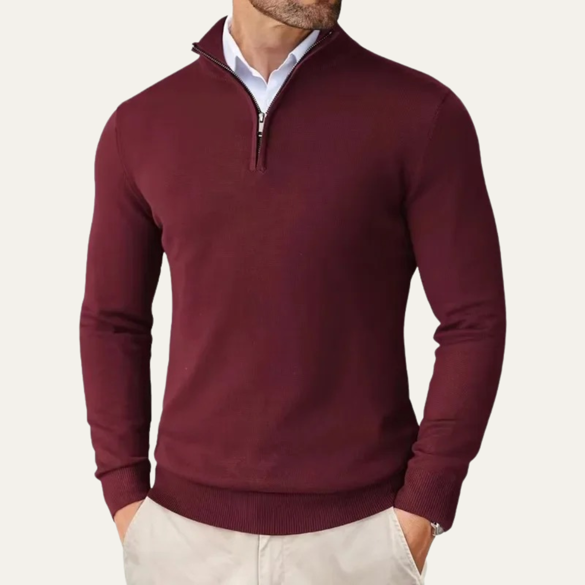 Bram | Men's Smart Casual Quarter Zip Sweater Navy