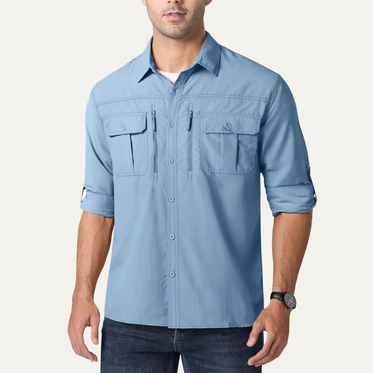 Blake | Men's Utility Work Shirt Gray Quick Dry Long Sleeve